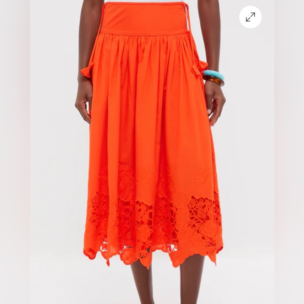 HUNTER BELL Tangerine Tango Embroidery Nathalie Skirt Midi Skirt New 2